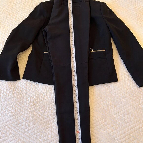 Ivanka Trump Black Suit Set: Zip-Front Jacket (8) Slim Pants (6) - Gold Detail - Picture 6 of 9